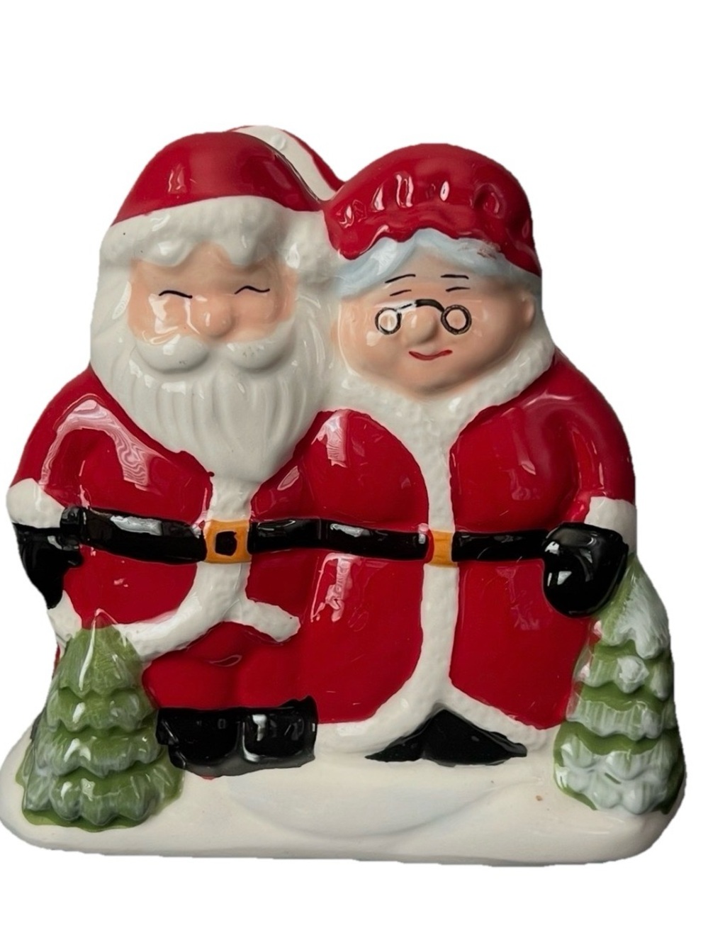 Publix Santa & Mrs. Claus Holiday ceramic napkin holder new